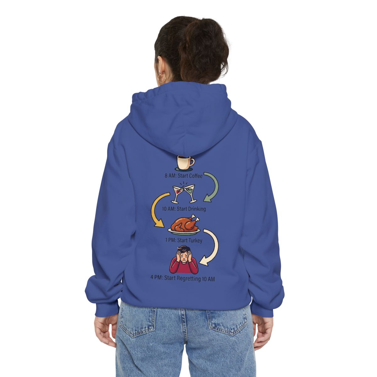 Color: Flo Blue | Thanksgiving Regrets Garment-Dyed Hoodie