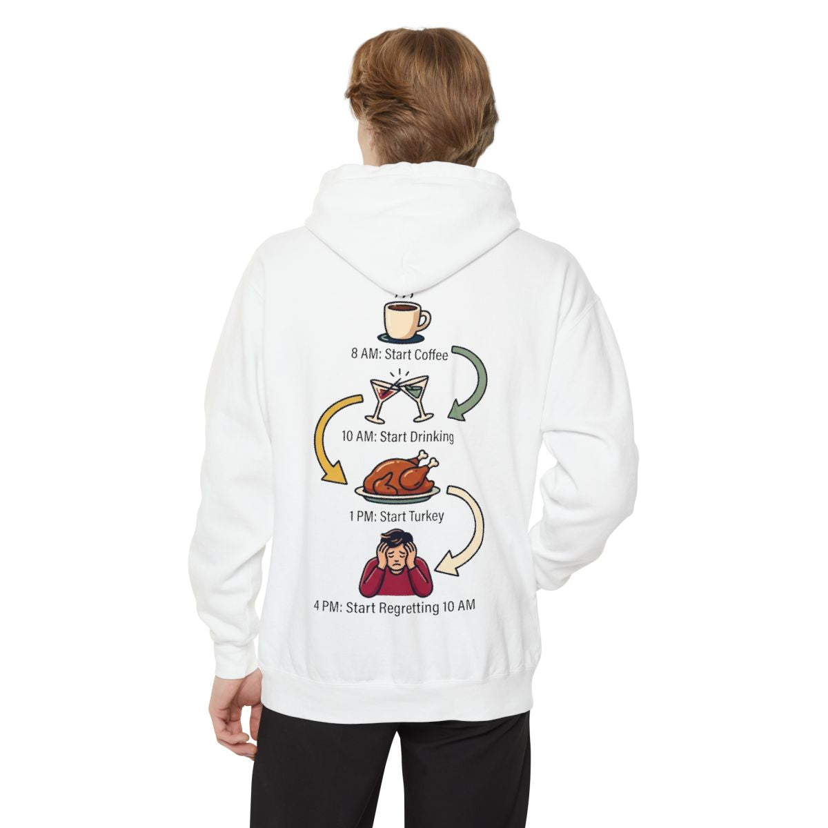 Color: White | Thanksgiving Regrets Garment-Dyed Hoodie