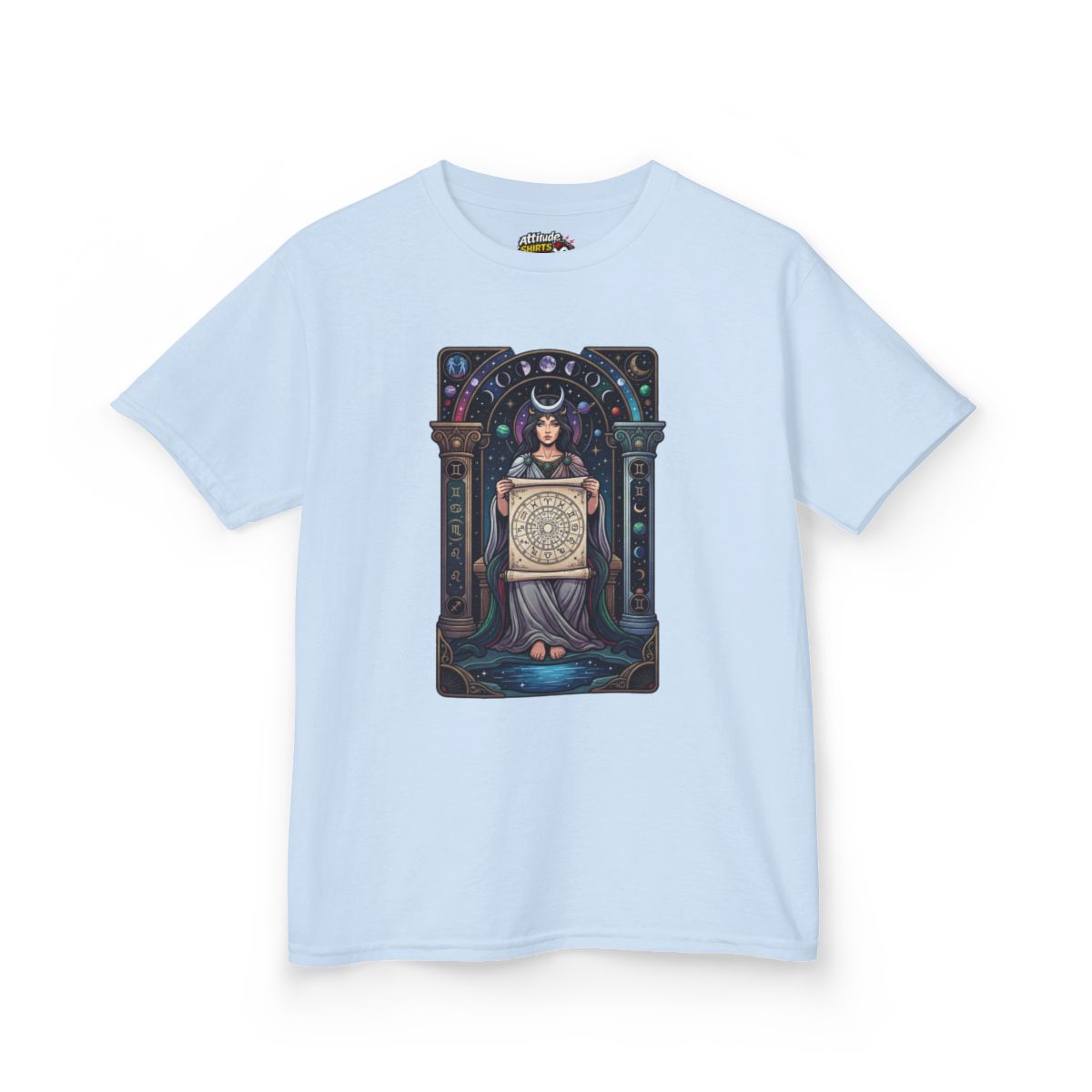 Color: Light Blue | The Cosmic Tarot (High Priestess) Kids Tee