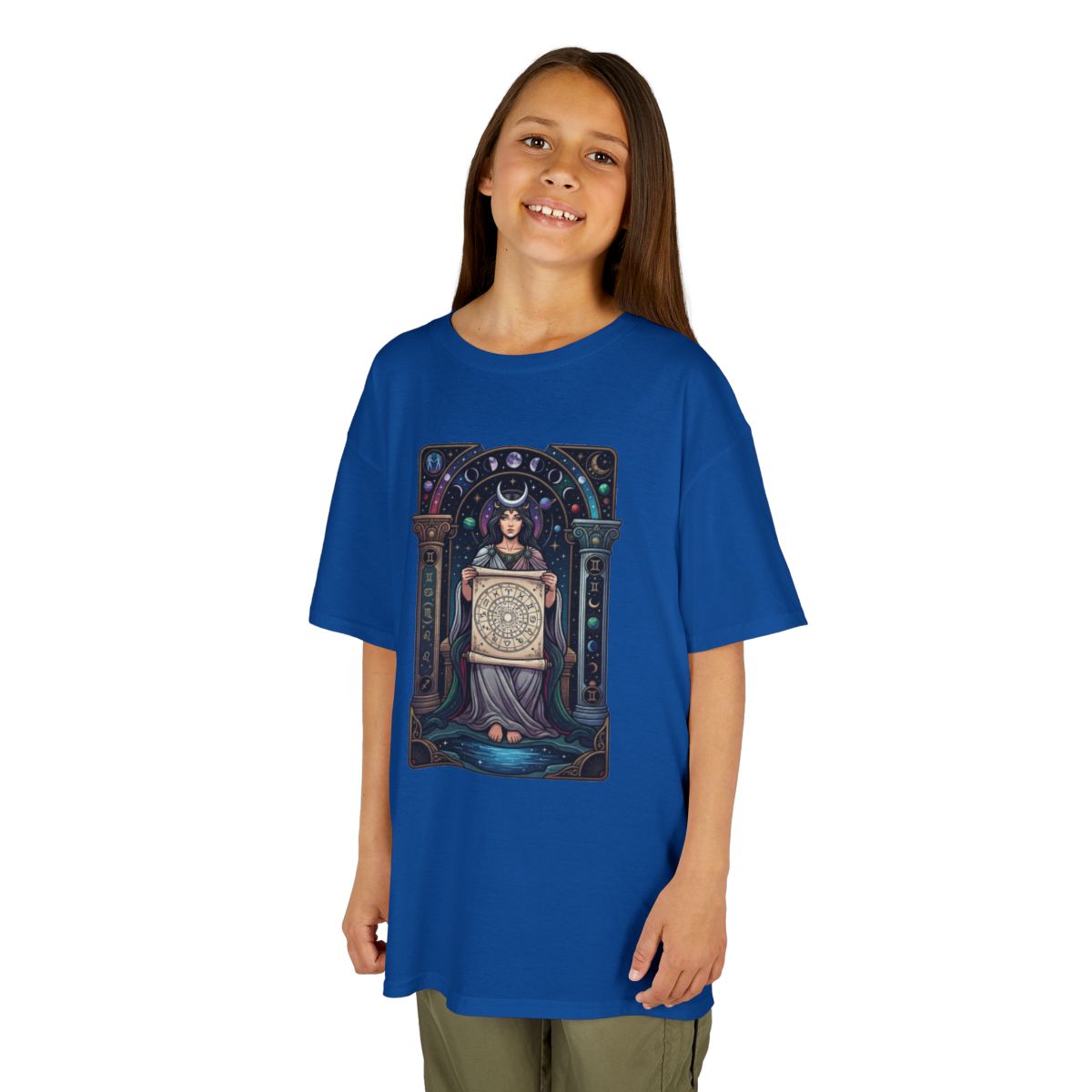 Color: Royal | The Cosmic Tarot (High Priestess) Kids Tee