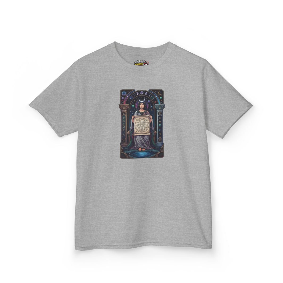 Color: Sport Grey | The Cosmic Tarot (High Priestess) Kids Tee