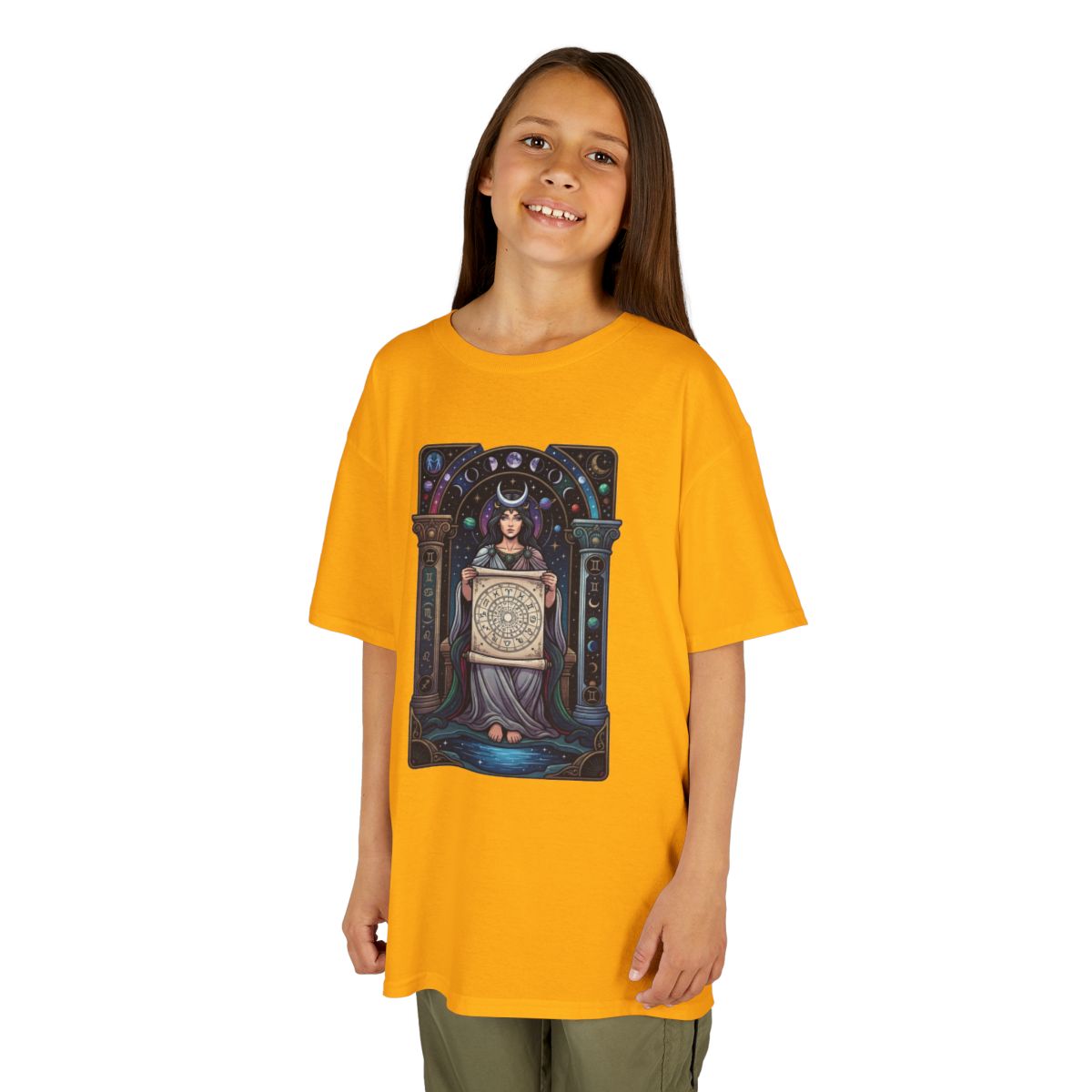 Color: Gold | The Cosmic Tarot (High Priestess) Kids Tee