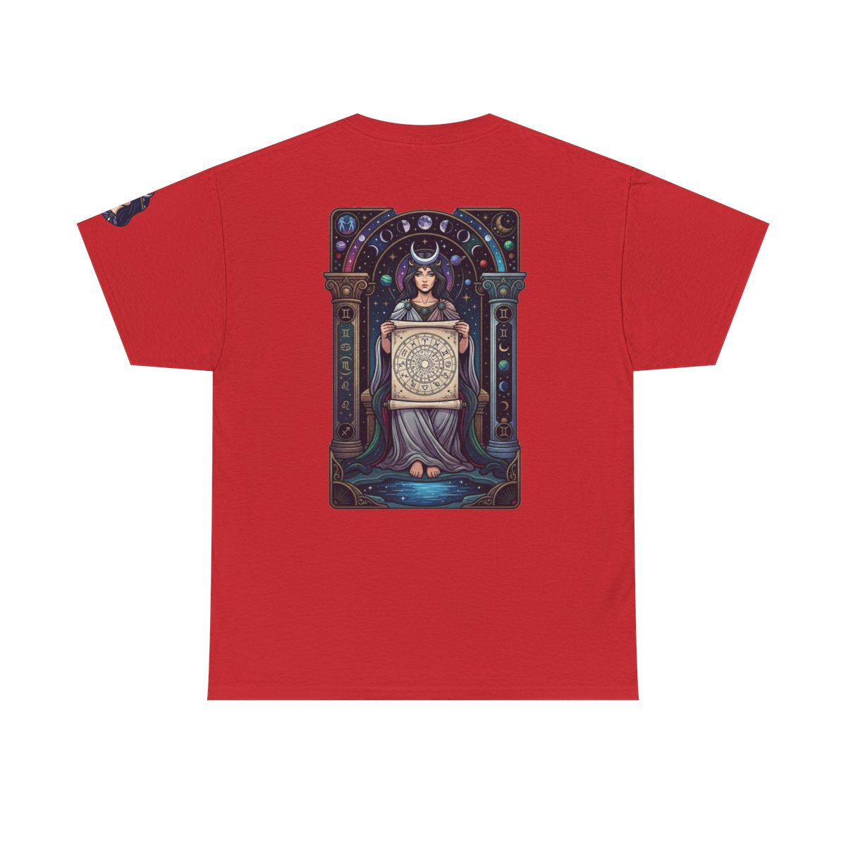 Color: Red | The Cosmic Tarot (High Priestess) Premium Graphic Tee