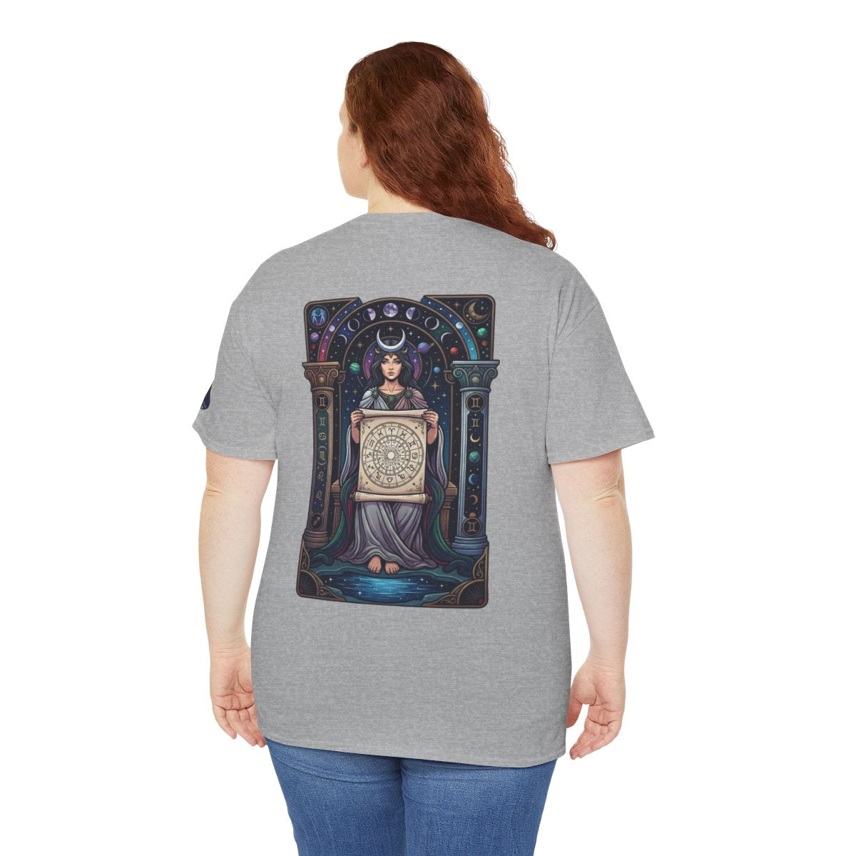 Color: Sport Grey | The Cosmic Tarot (High Priestess) Premium Graphic Tee
