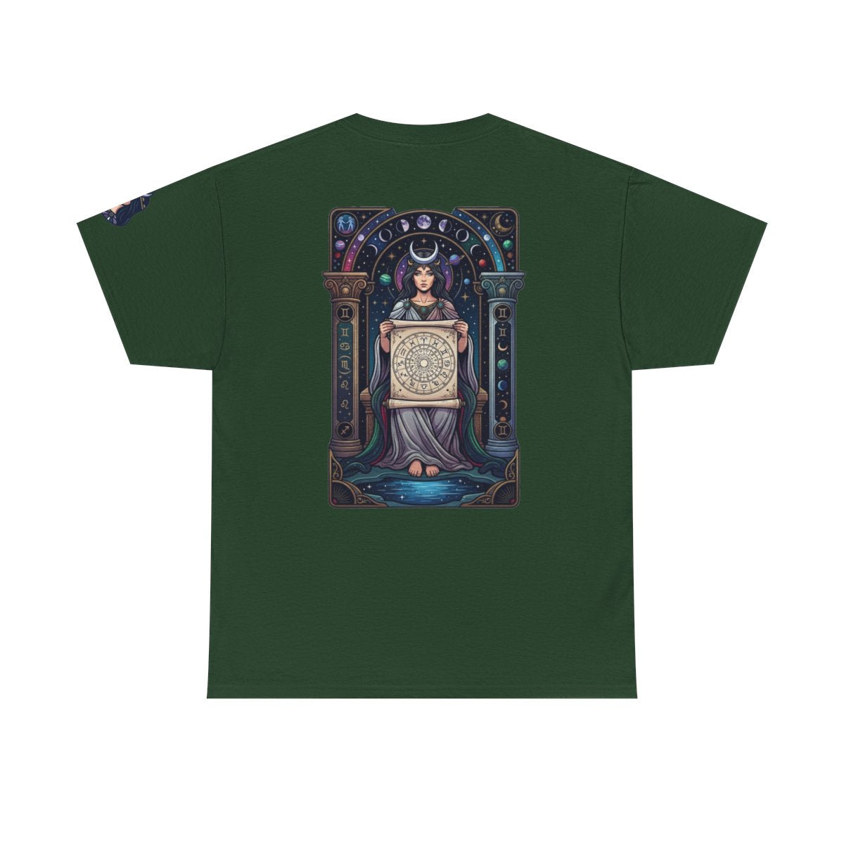 Color: Forest Green | The Cosmic Tarot (High Priestess) Premium Graphic Tee