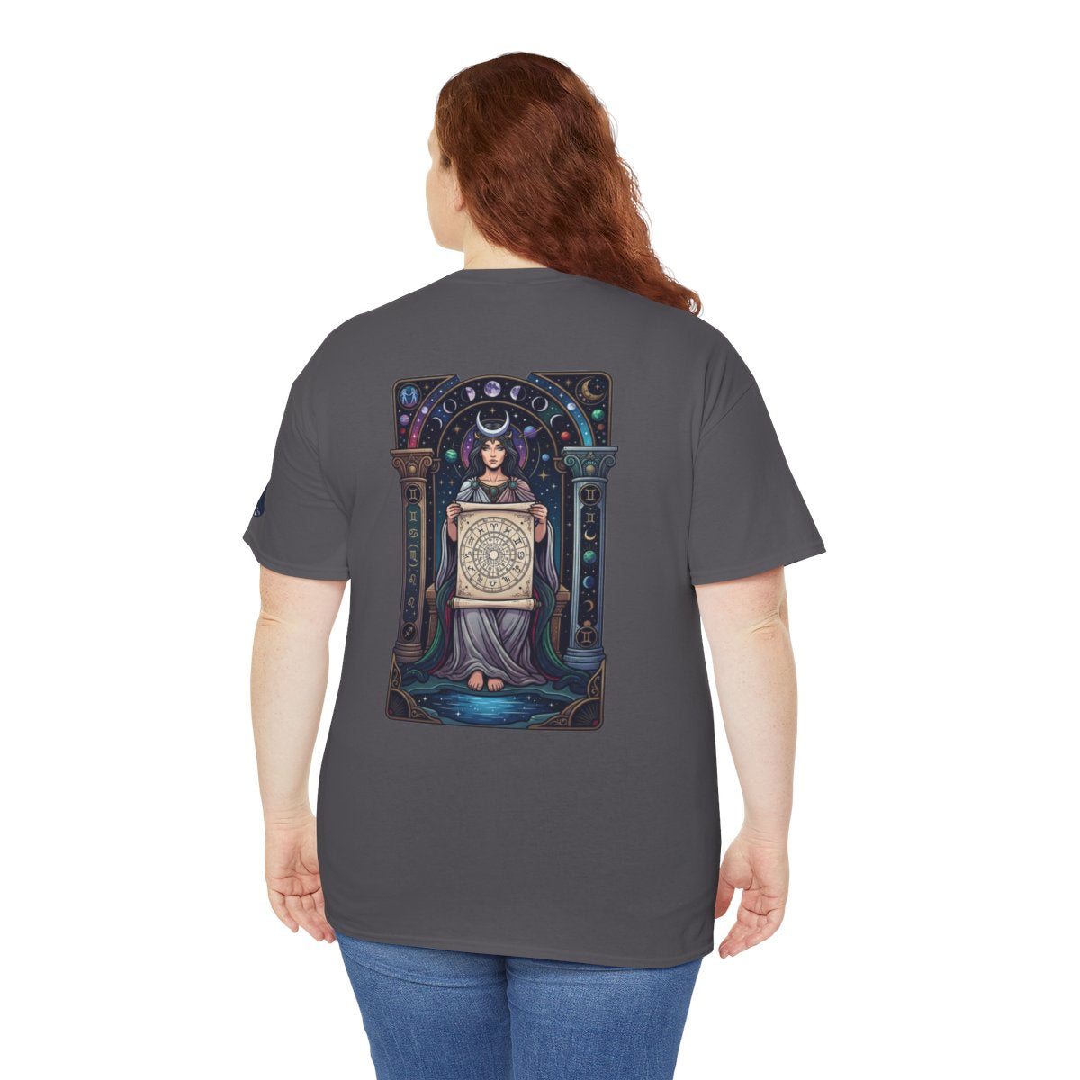 Color: Charcoal | The Cosmic Tarot (High Priestess) Premium Graphic Tee