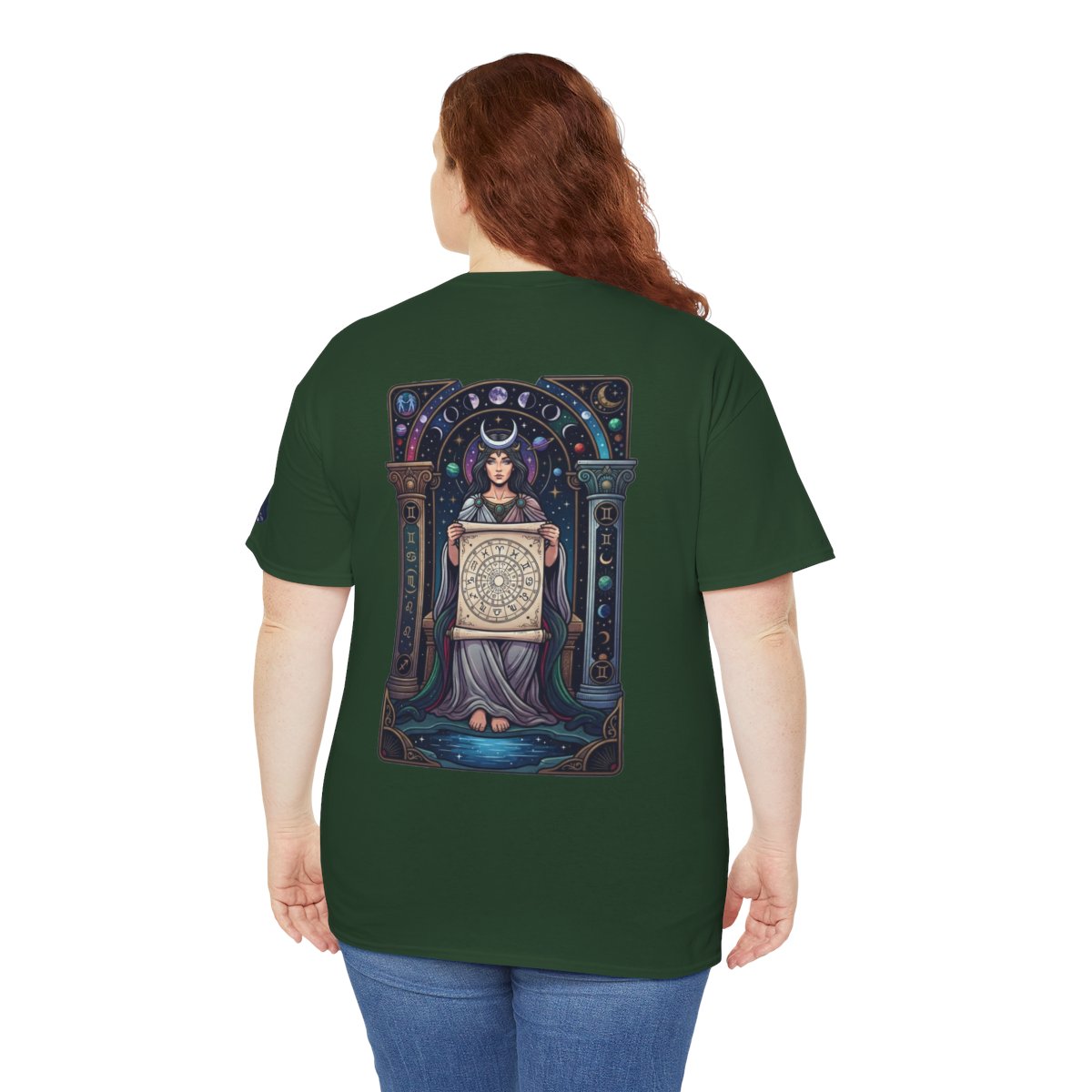 Color: Forest Green | The Cosmic Tarot (High Priestess) Premium Graphic Tee