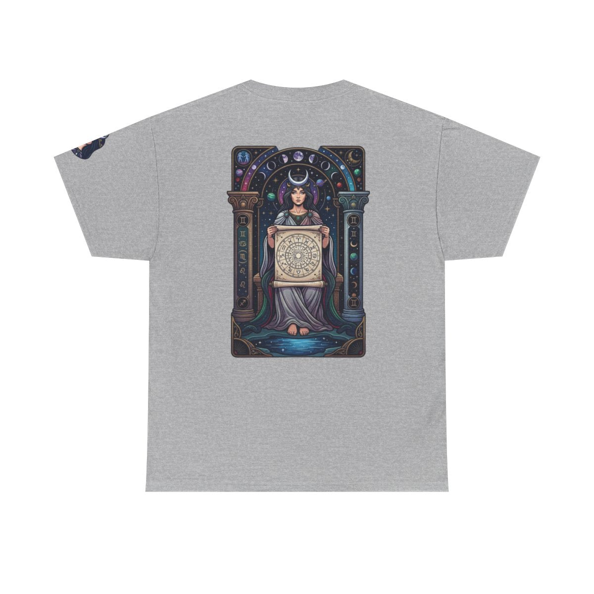 Color: Sport Grey | The Cosmic Tarot (High Priestess) Premium Graphic Tee