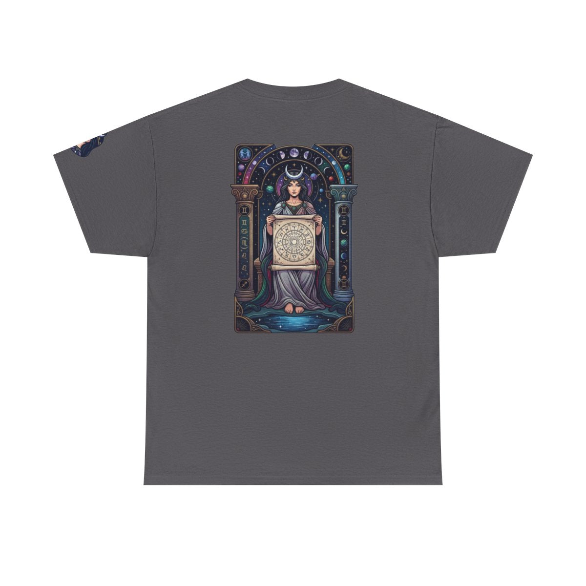 Color: Charcoal | The Cosmic Tarot (High Priestess) Premium Graphic Tee