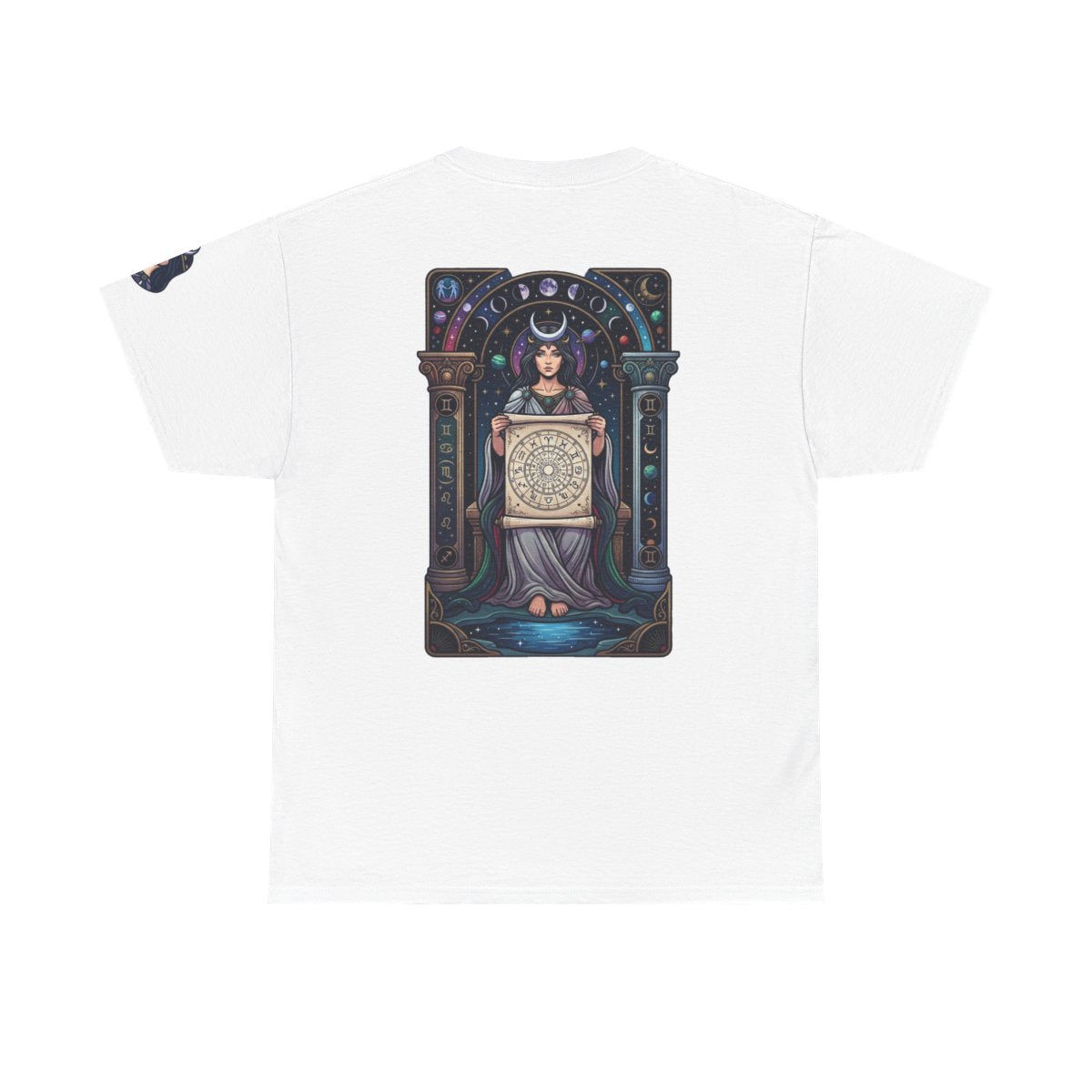 Color: White | The Cosmic Tarot (High Priestess) Premium Graphic Tee