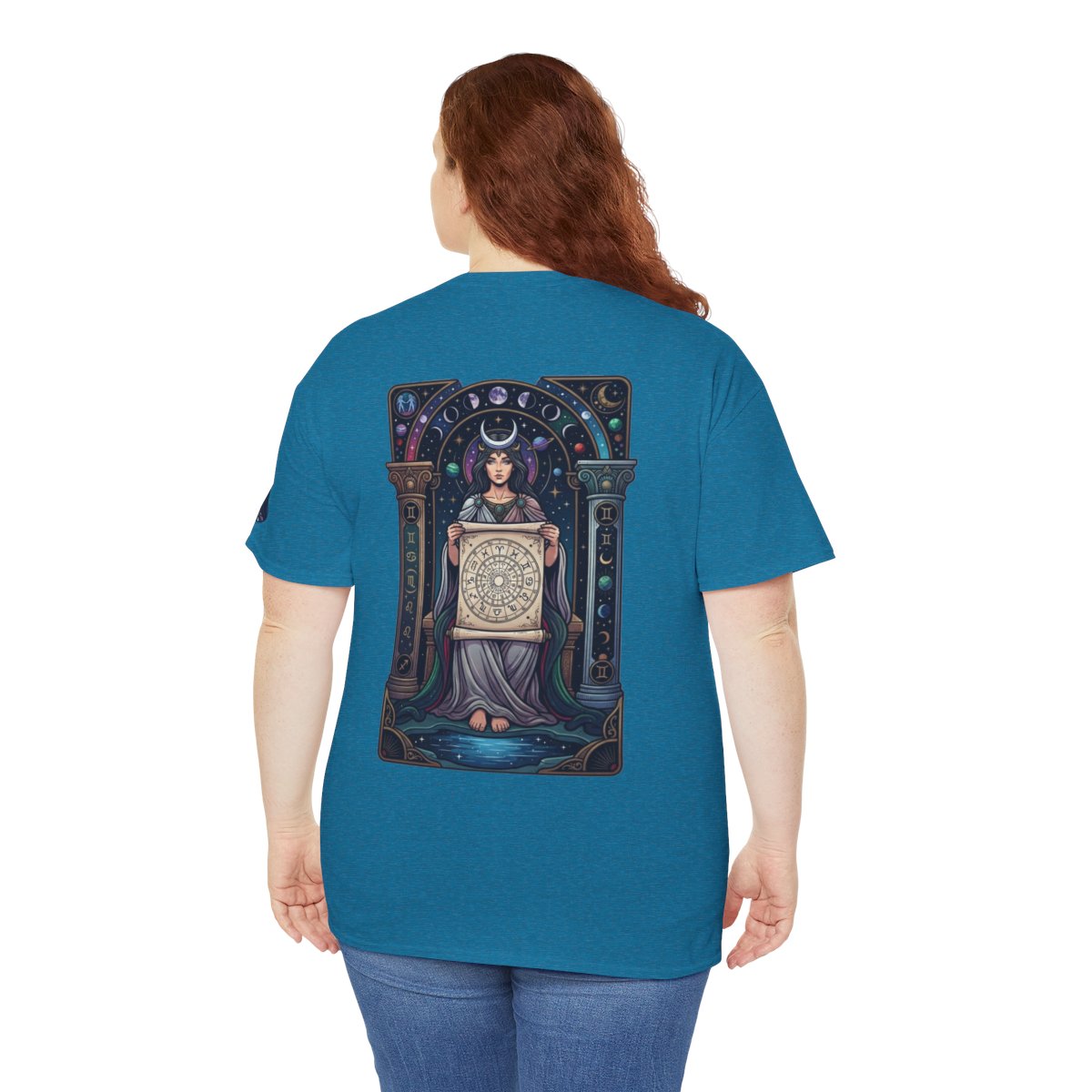 Color: Antique Sapphire | The Cosmic Tarot (High Priestess) Premium Graphic Tee