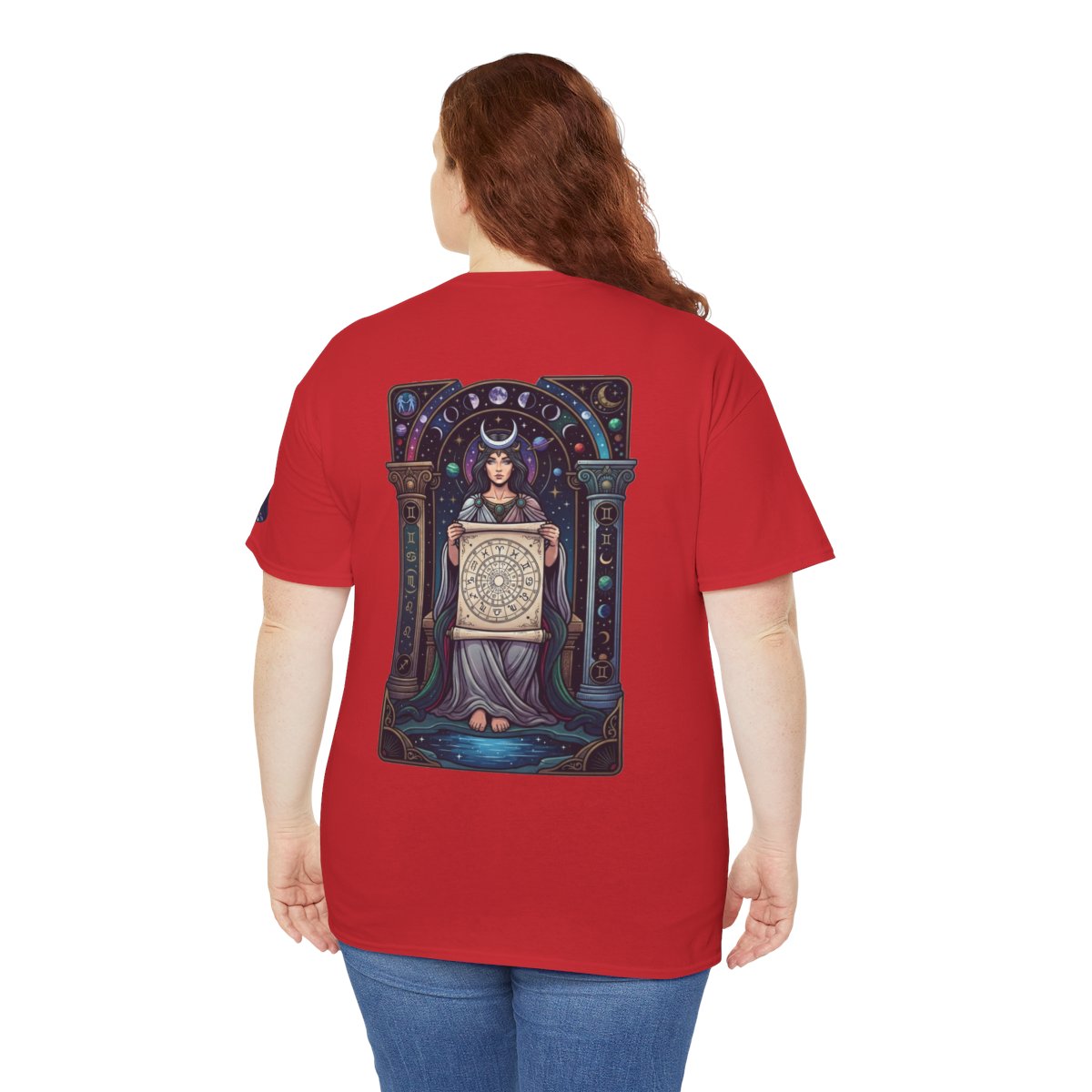 Color: Red | The Cosmic Tarot (High Priestess) Premium Graphic Tee