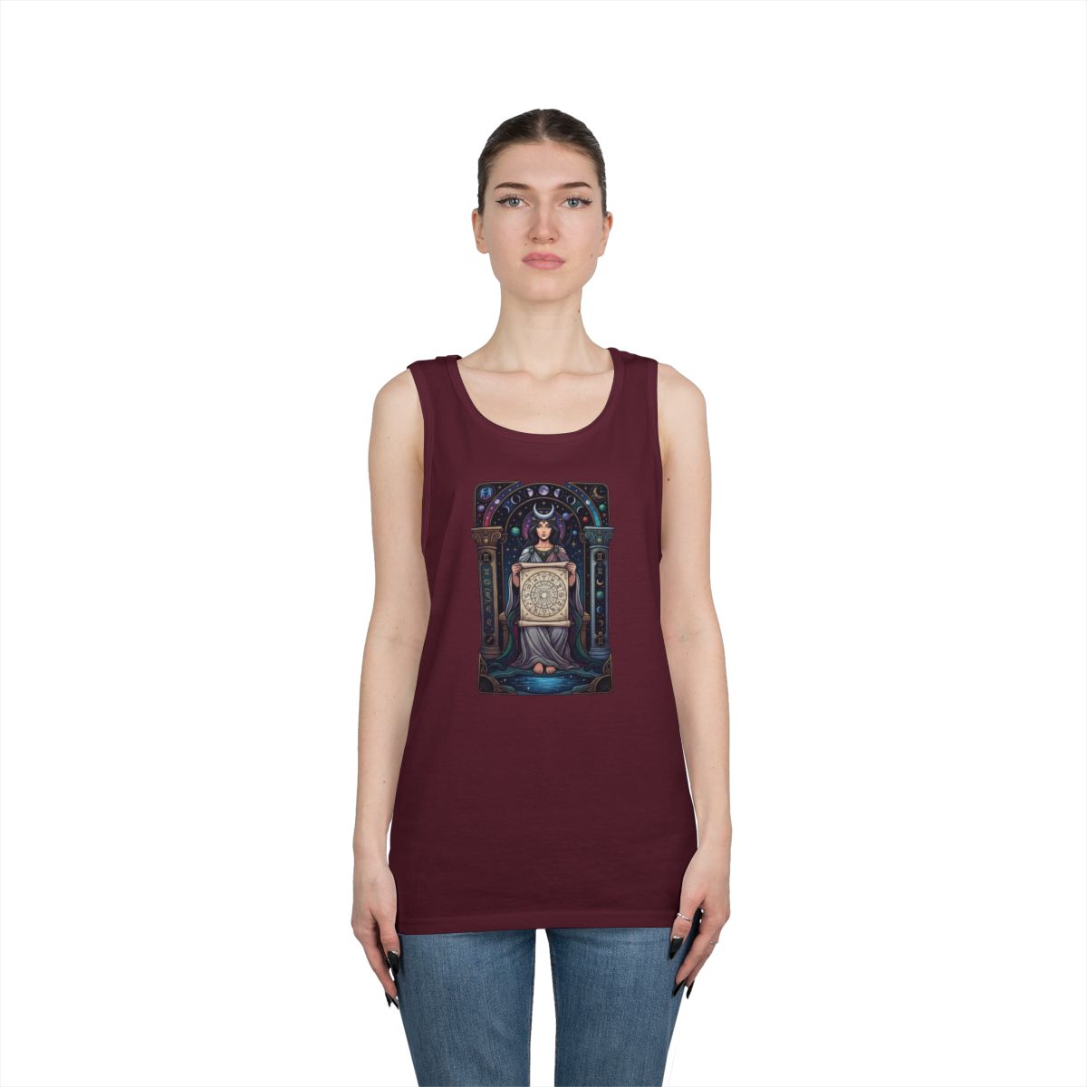 Color: Maroon | The Cosmic Tarot (High Priestess) Tank Top