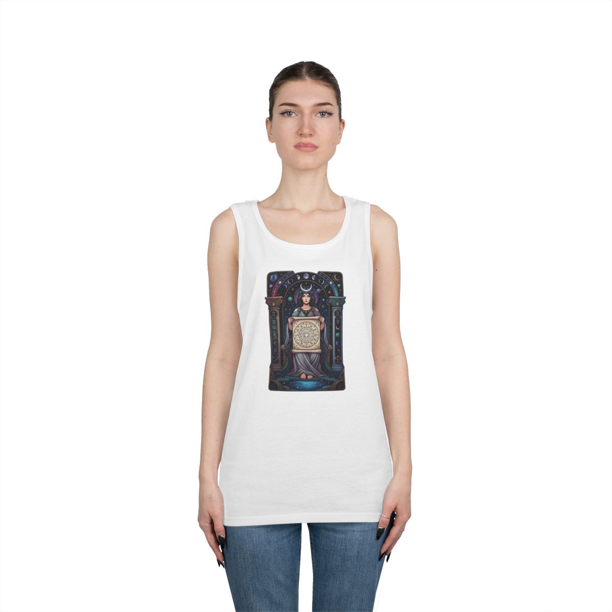 Color: White | The Cosmic Tarot (High Priestess) Tank Top