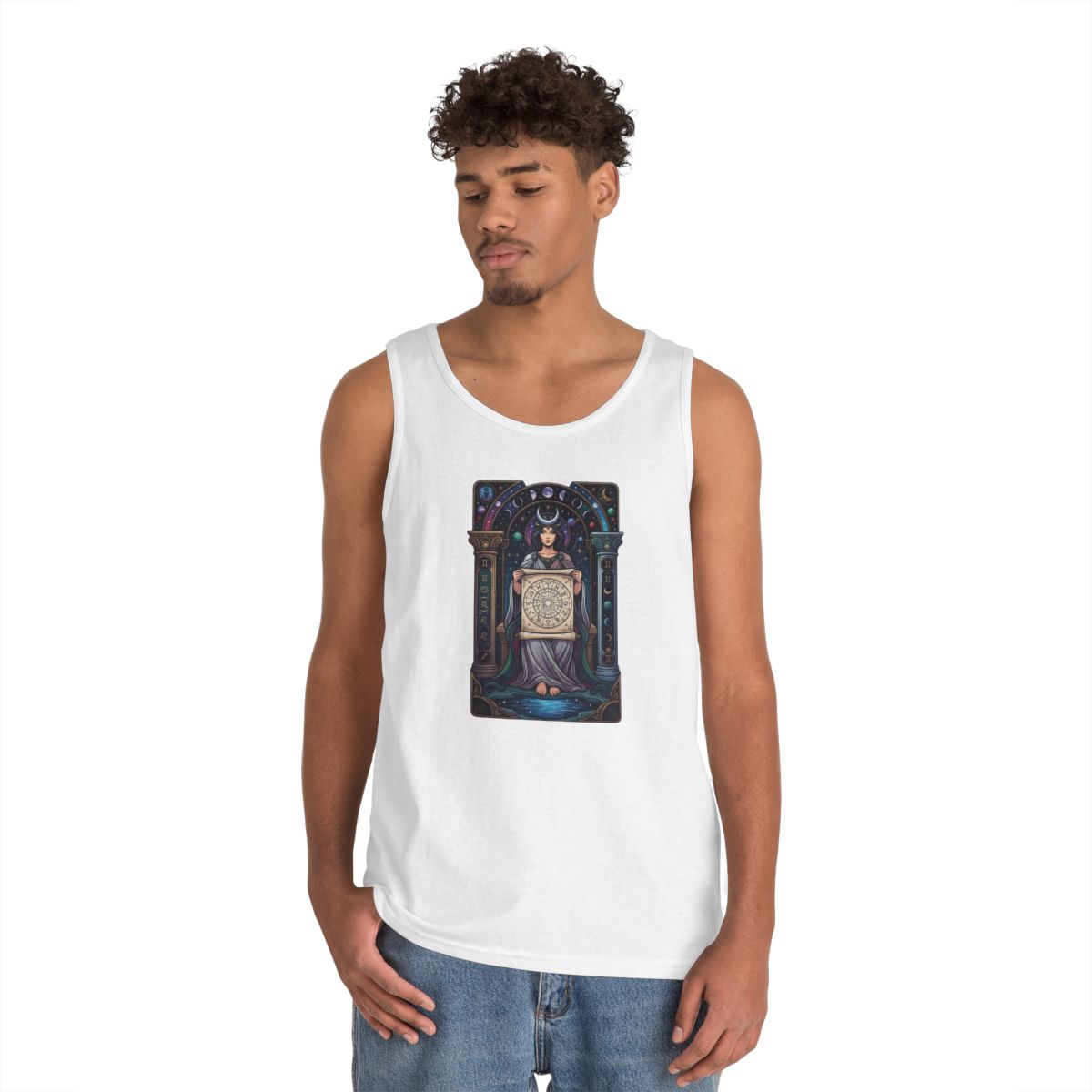 Color: White | The Cosmic Tarot (High Priestess) Tank Top