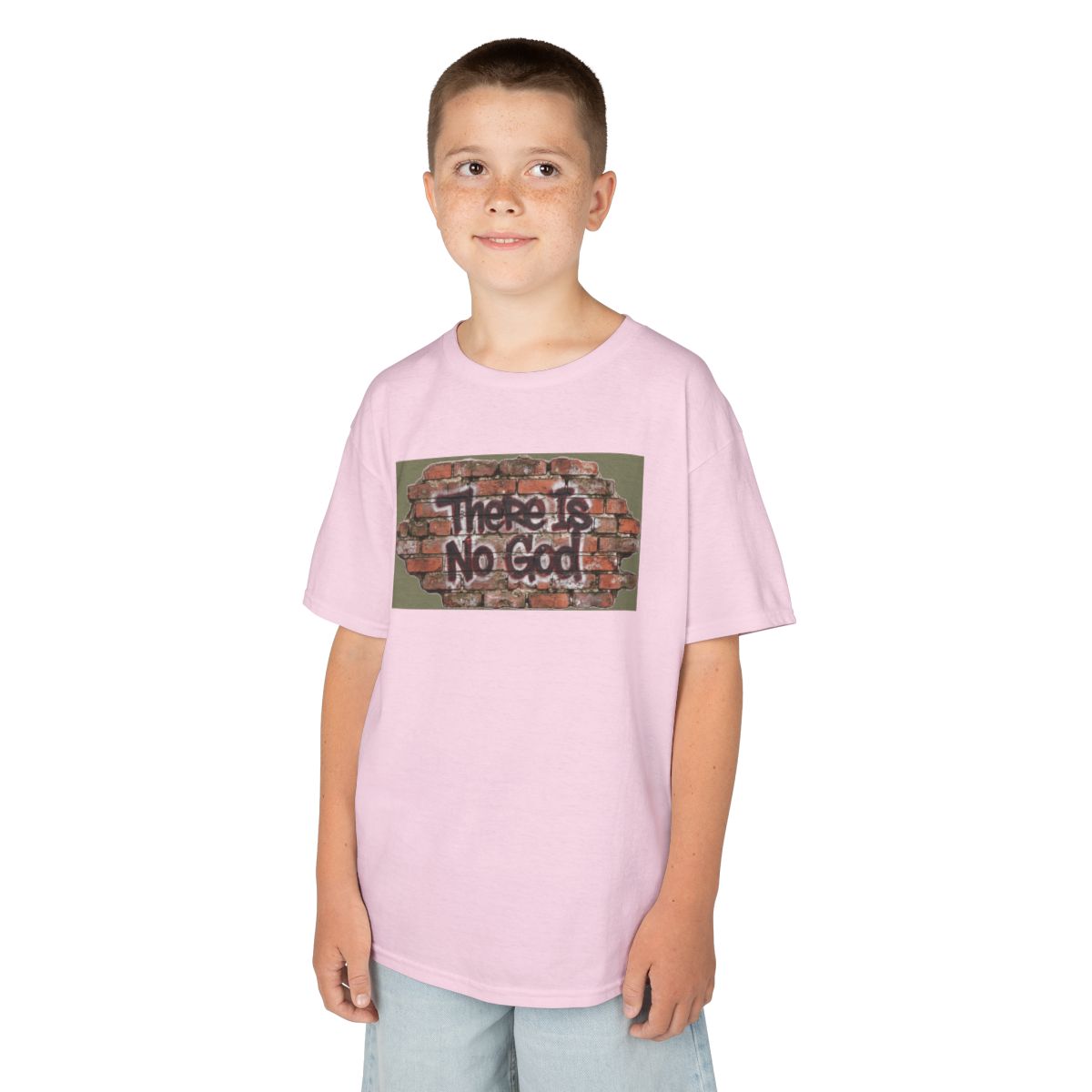 Color: Light Pink | There is No God Kids Tee