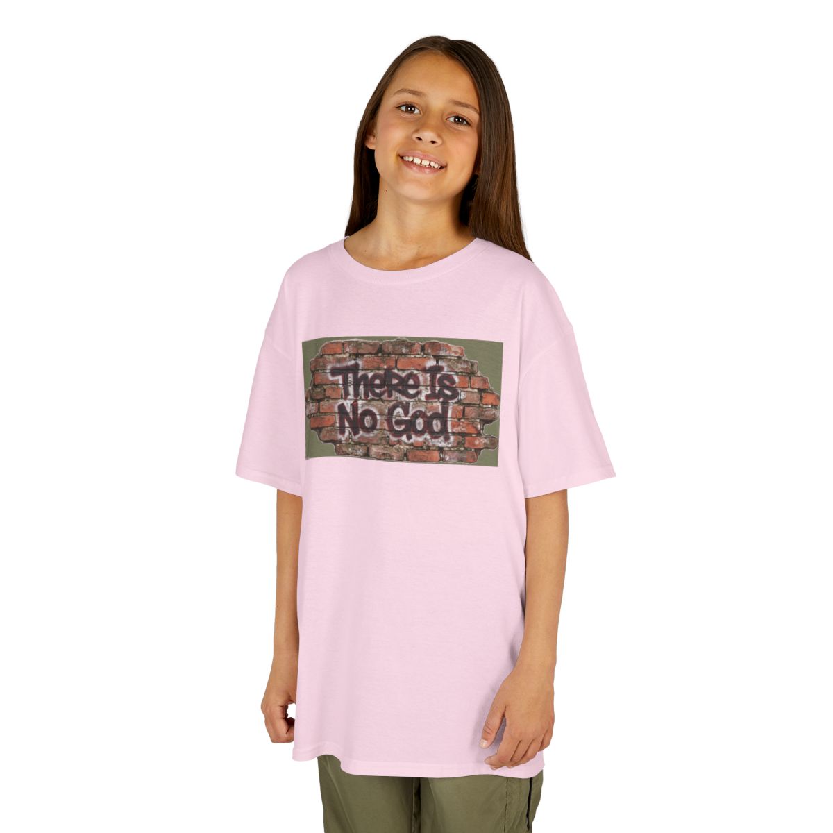 Color: Light Pink | There is No God Kids Tee