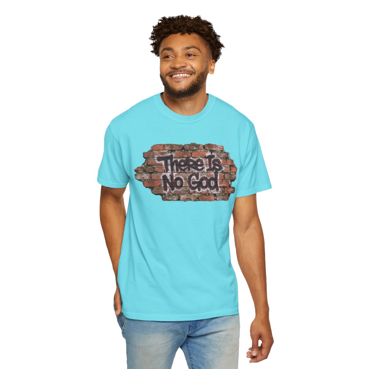 Color: Lagoon Blue | There is No God Unisex Garment-Dyed Tee