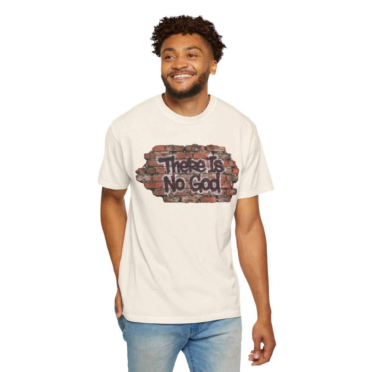 Color: Ivory | There is No God Unisex Garment-Dyed Tee