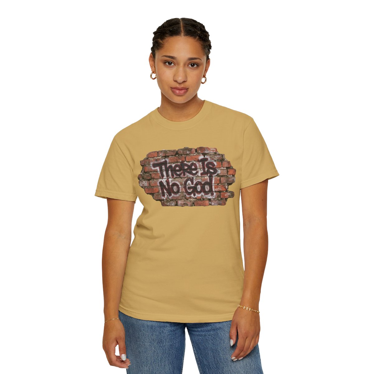 Color: Mustard | There is No God Unisex Garment-Dyed Tee