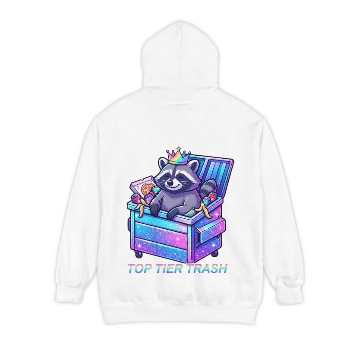 Color: White | Top Tier Trash Garment-Dyed Hoodie