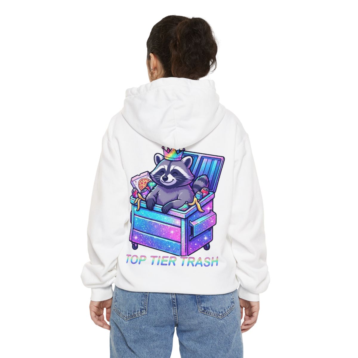 Color: White | Top Tier Trash Garment-Dyed Hoodie