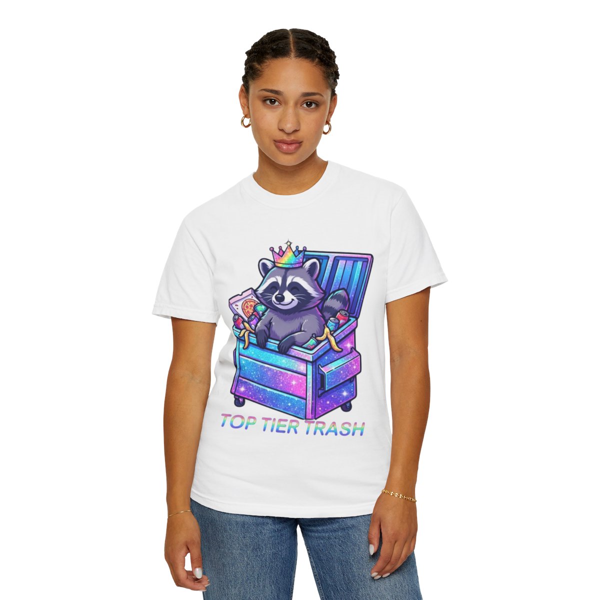 Color: White | Top Tier Trash Unisex Garment-Dyed Tee