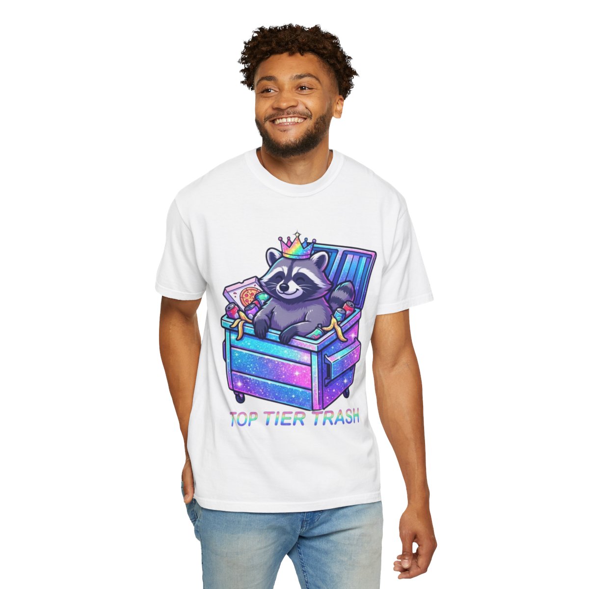 Color: White | Top Tier Trash Unisex Garment-Dyed Tee