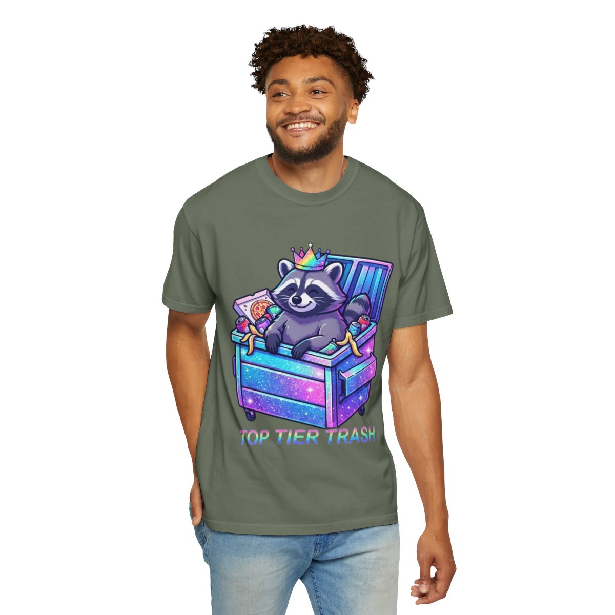 Color: Moss | Top Tier Trash Unisex Garment-Dyed Tee