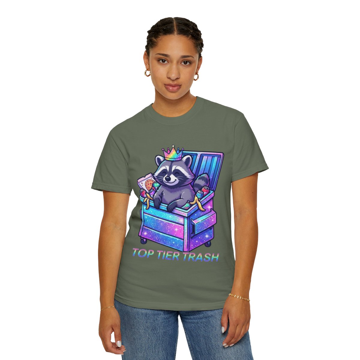 Color: Moss | Top Tier Trash Unisex Garment-Dyed Tee