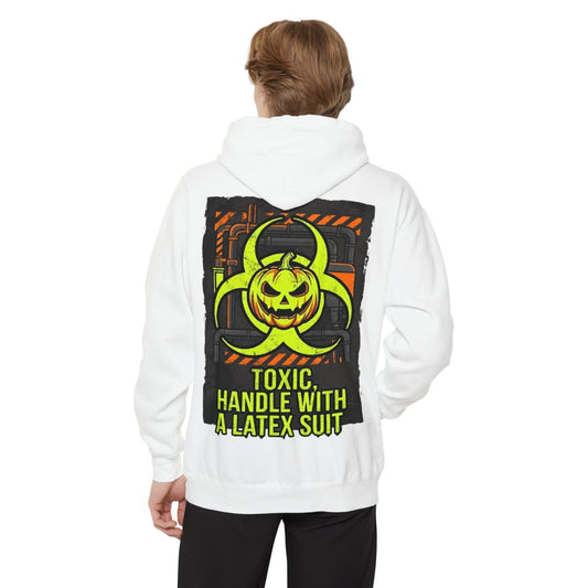 Color: White | Toxic handle With Latex Garment-Dyed Hoodie