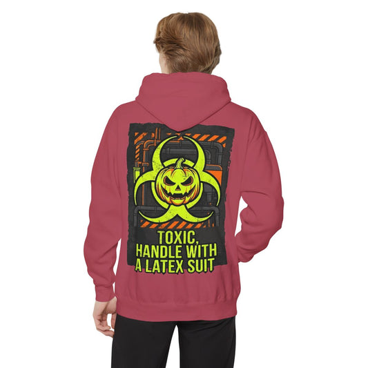 Color: Crimson | Toxic handle With Latex Garment-Dyed Hoodie