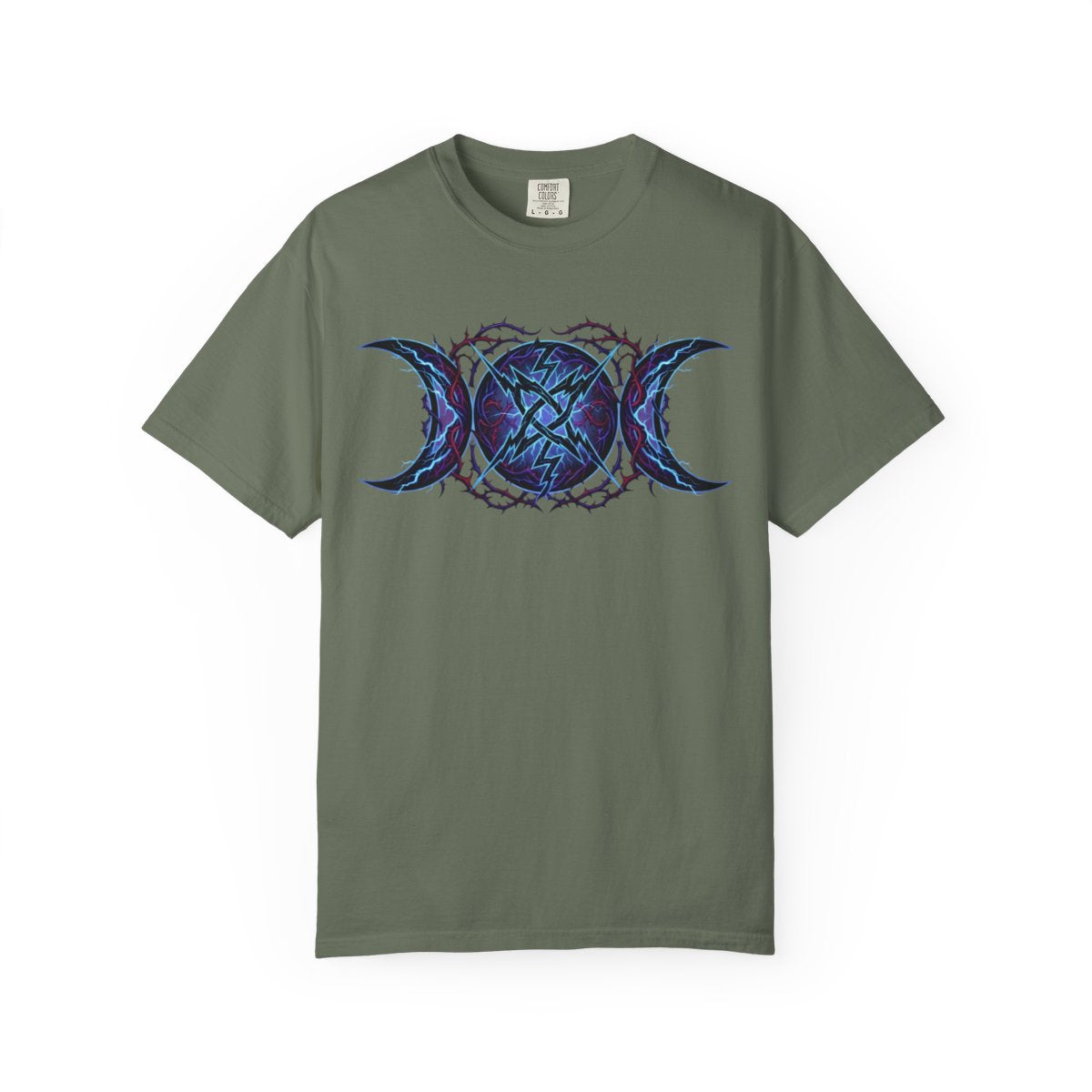 Color: Moss | Triple Goddess Tempest Unisex Garment-Dyed Tee