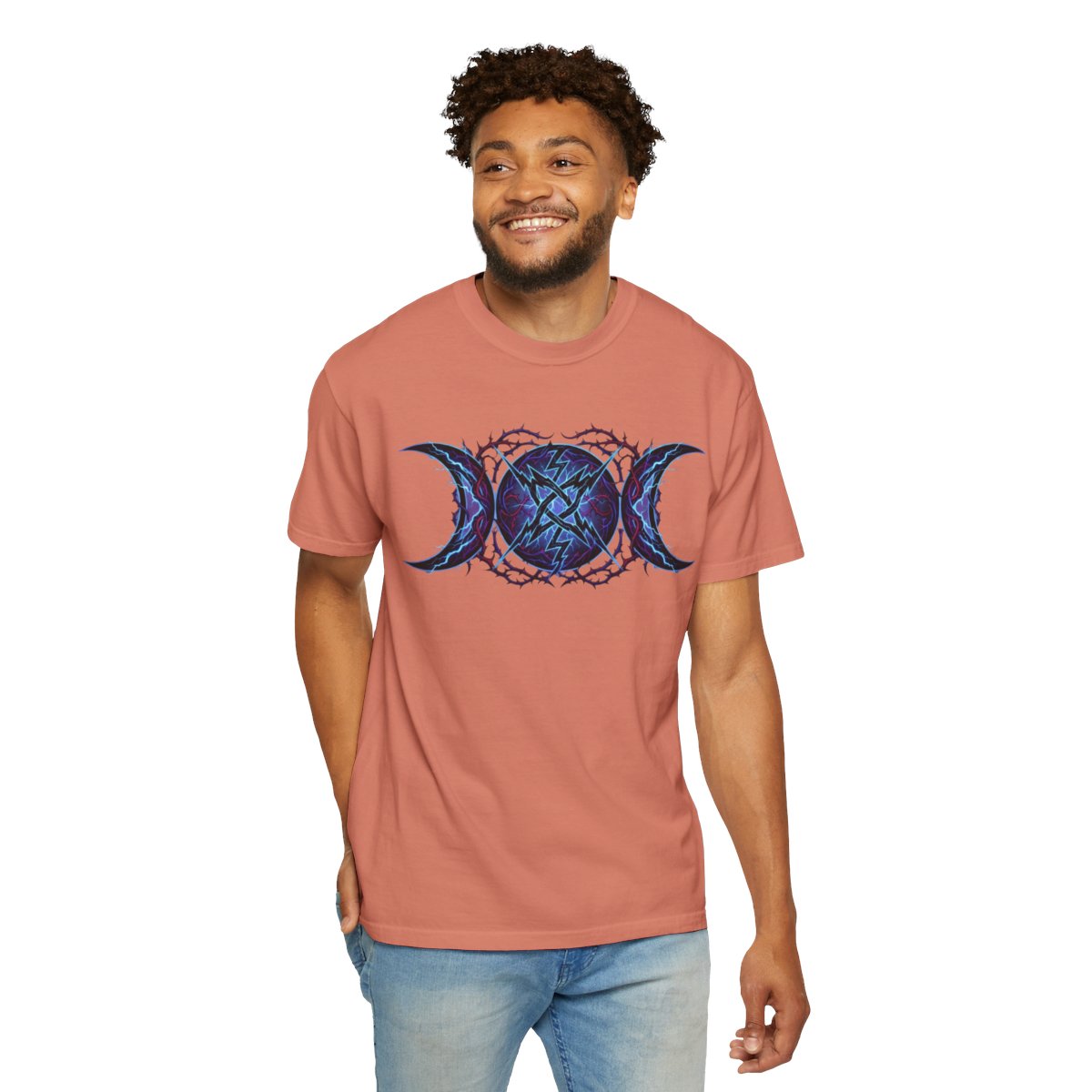 Color: Terracotta | Triple Goddess Tempest Unisex Garment-Dyed Tee