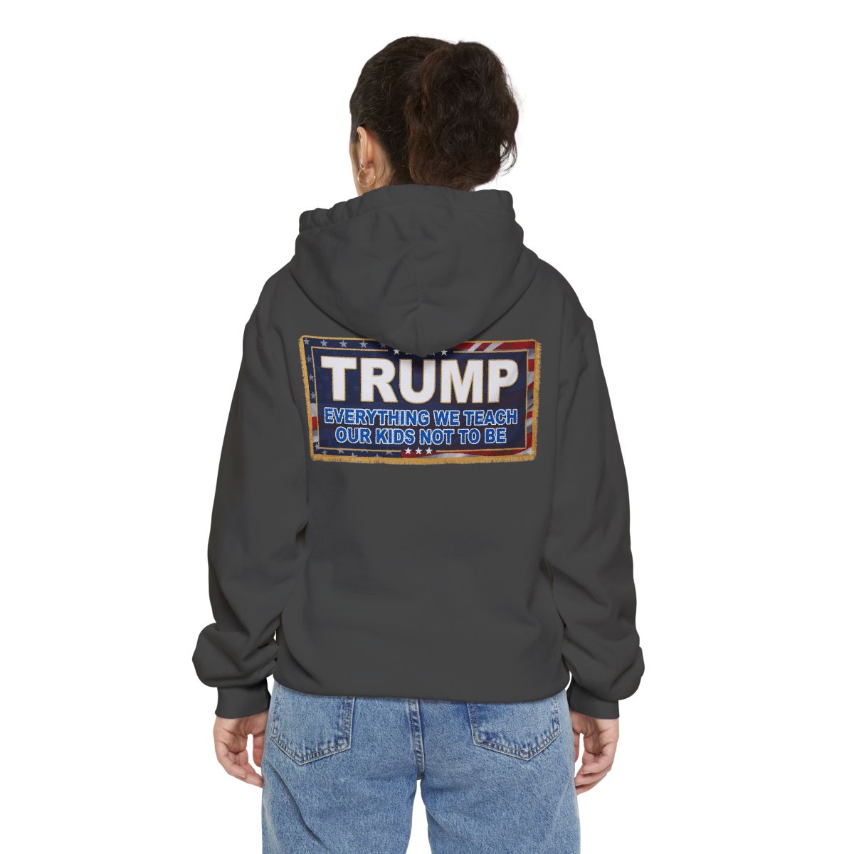 Color: Pepper | Trump Teach Our Kids Garment-Dyed Hoodie