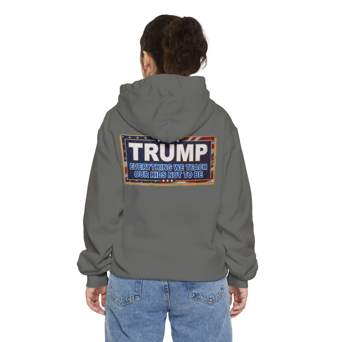 Color: Grey | Trump Teach Our Kids Garment-Dyed Hoodie