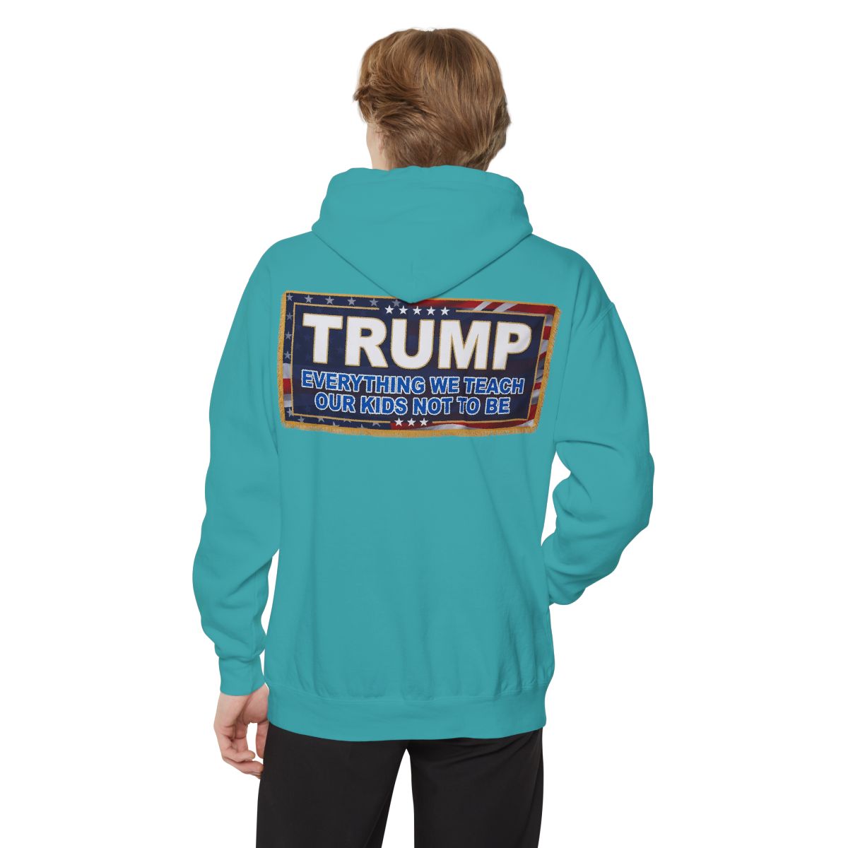 Color: Seafoam | Trump Teach Our Kids Garment-Dyed Hoodie