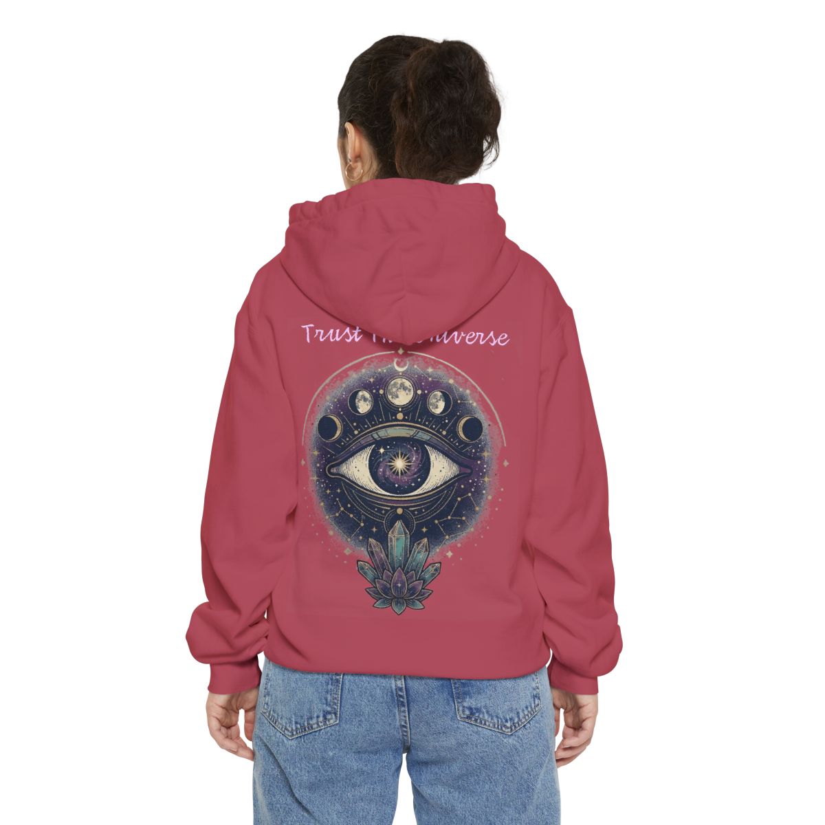 Color: Crimson | Trust the Universe Garment-Dyed Hoodie