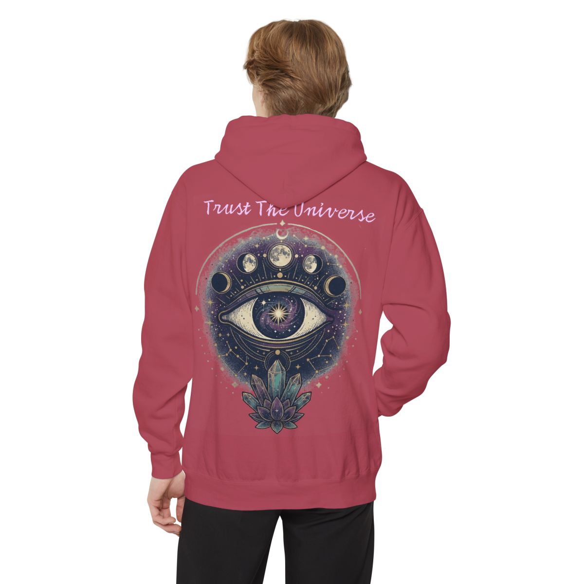 Color: Crimson | Trust the Universe Garment-Dyed Hoodie