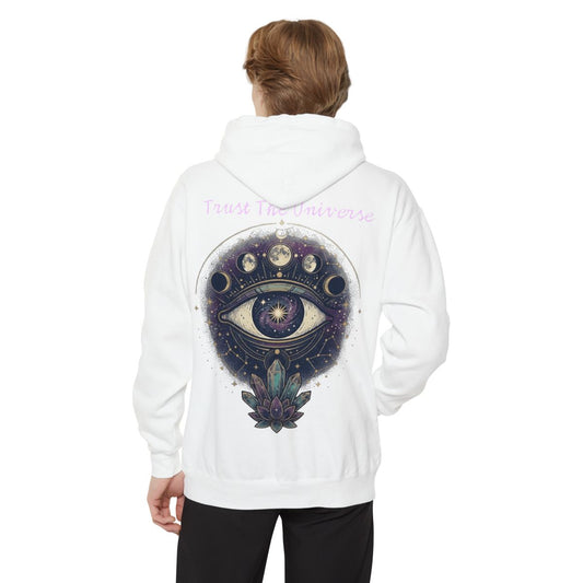 Color: White | Trust the Universe Garment-Dyed Hoodie