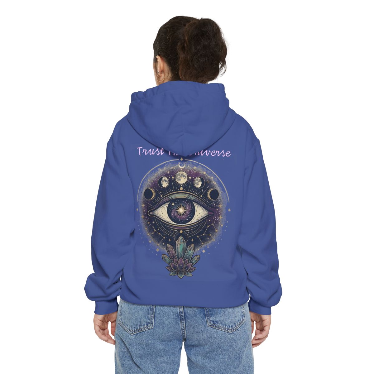Color: Flo Blue | Trust the Universe Garment-Dyed Hoodie