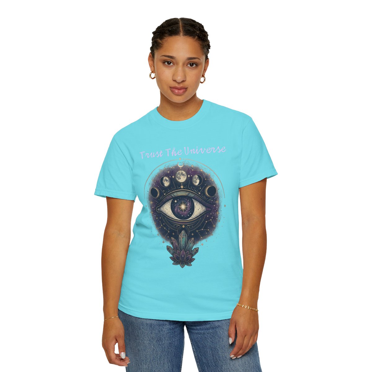Color: Lagoon Blue | Trust the Universe Unisex Garment-Dyed Tee