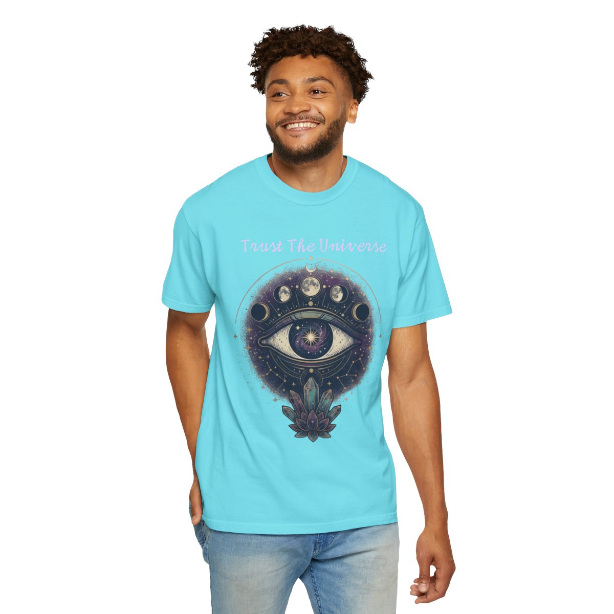 Color: Lagoon Blue | Trust the Universe Unisex Garment-Dyed Tee