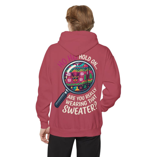Color: Crimson | Ugly Sweater Garment-Dyed Hoodie