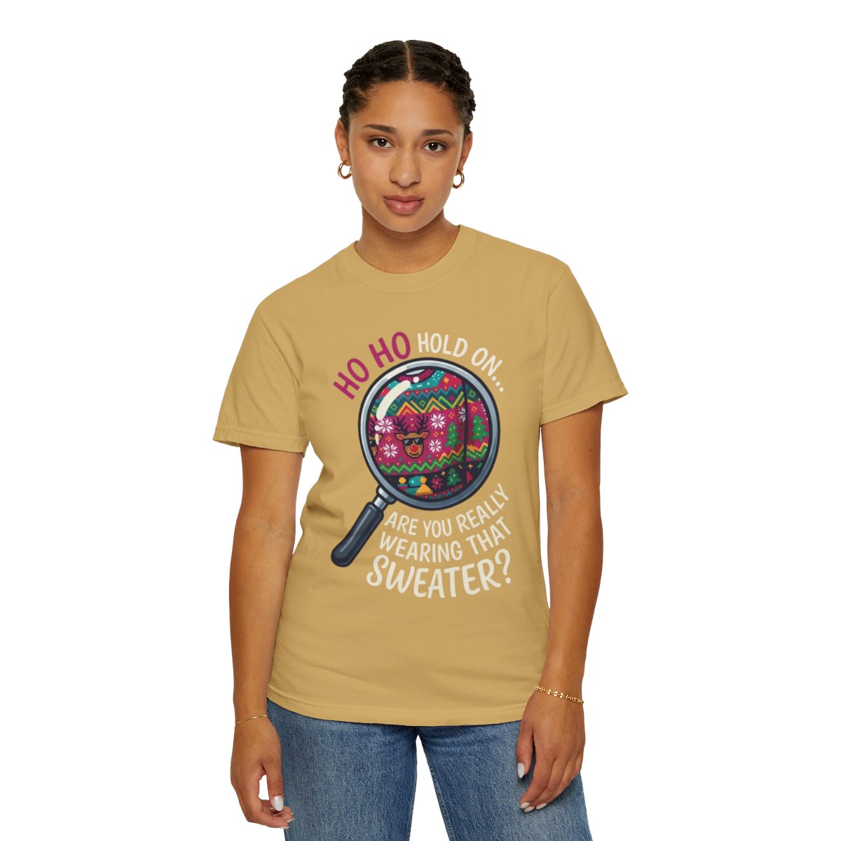 Color: Mustard | Ugly Sweater Unisex Garment-Dyed Tee