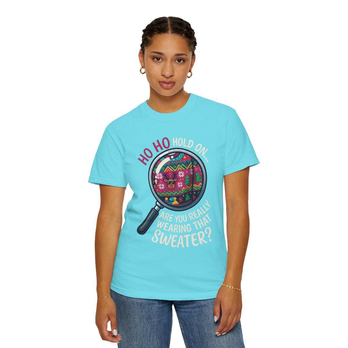 Color: Lagoon Blue | Ugly Sweater Unisex Garment-Dyed Tee