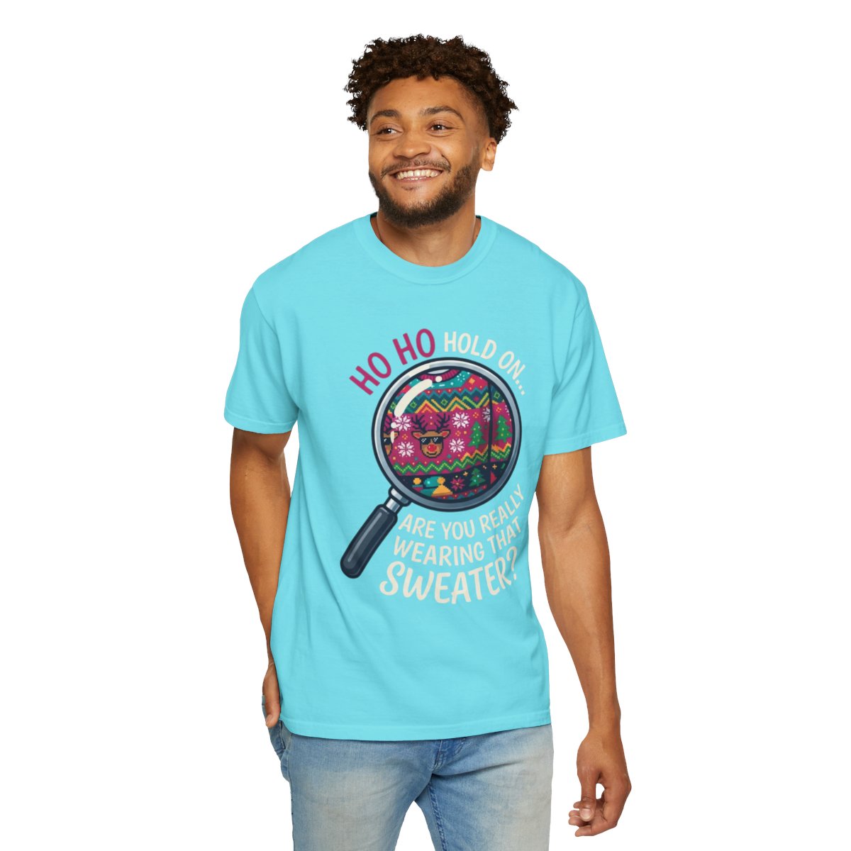Color: Lagoon Blue | Ugly Sweater Unisex Garment-Dyed Tee