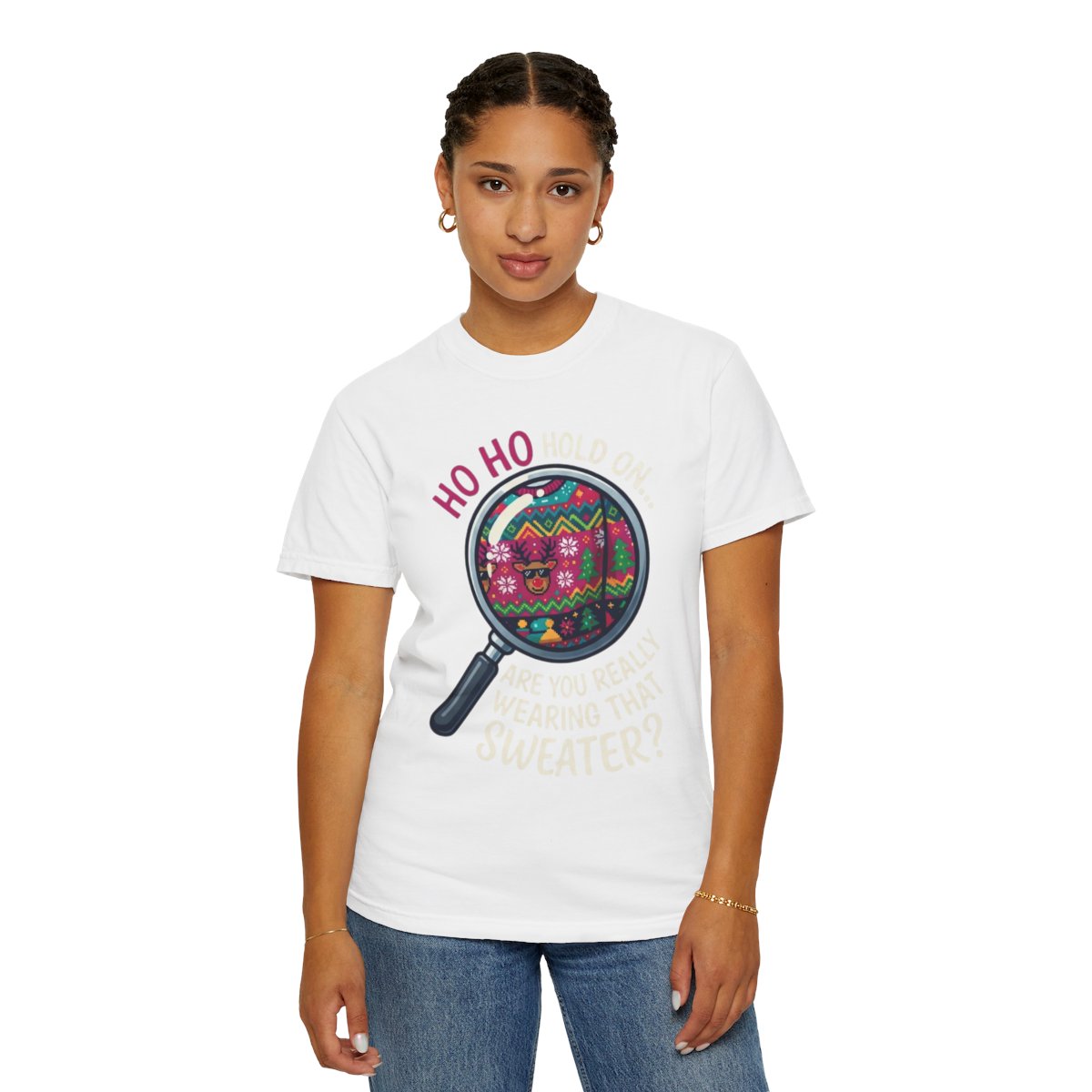 Color: White | Ugly Sweater Unisex Garment-Dyed Tee