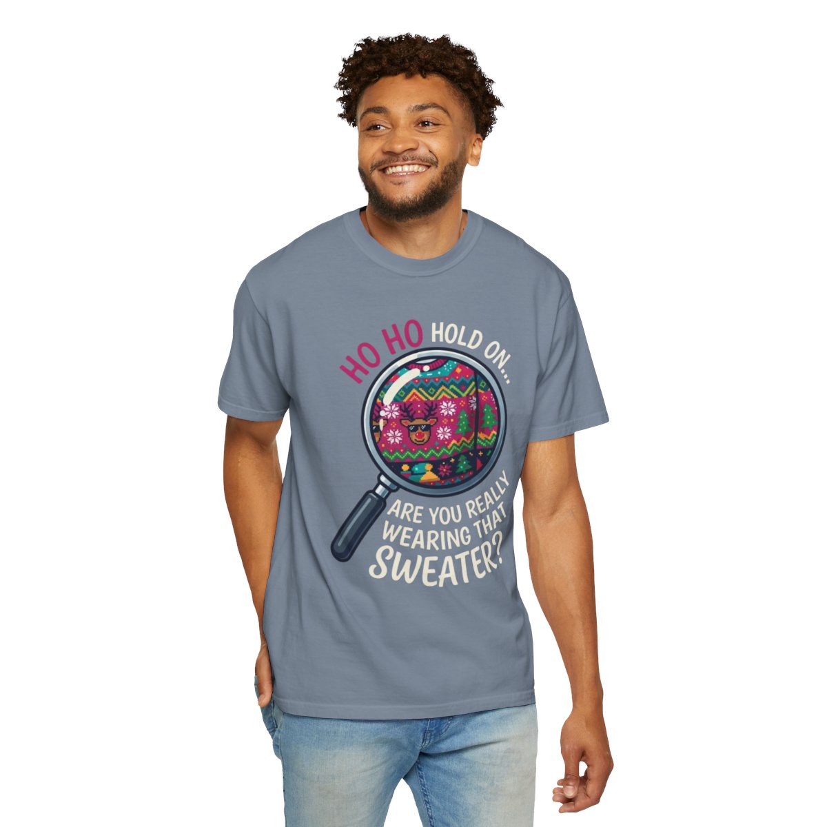 Color: Blue Jean | Ugly Sweater Unisex Garment-Dyed Tee