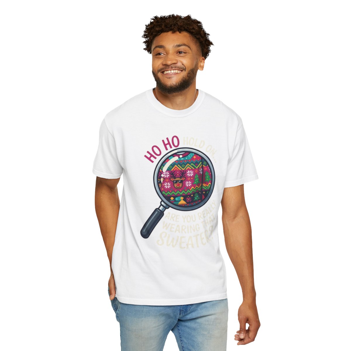 Color: White | Ugly Sweater Unisex Garment-Dyed Tee